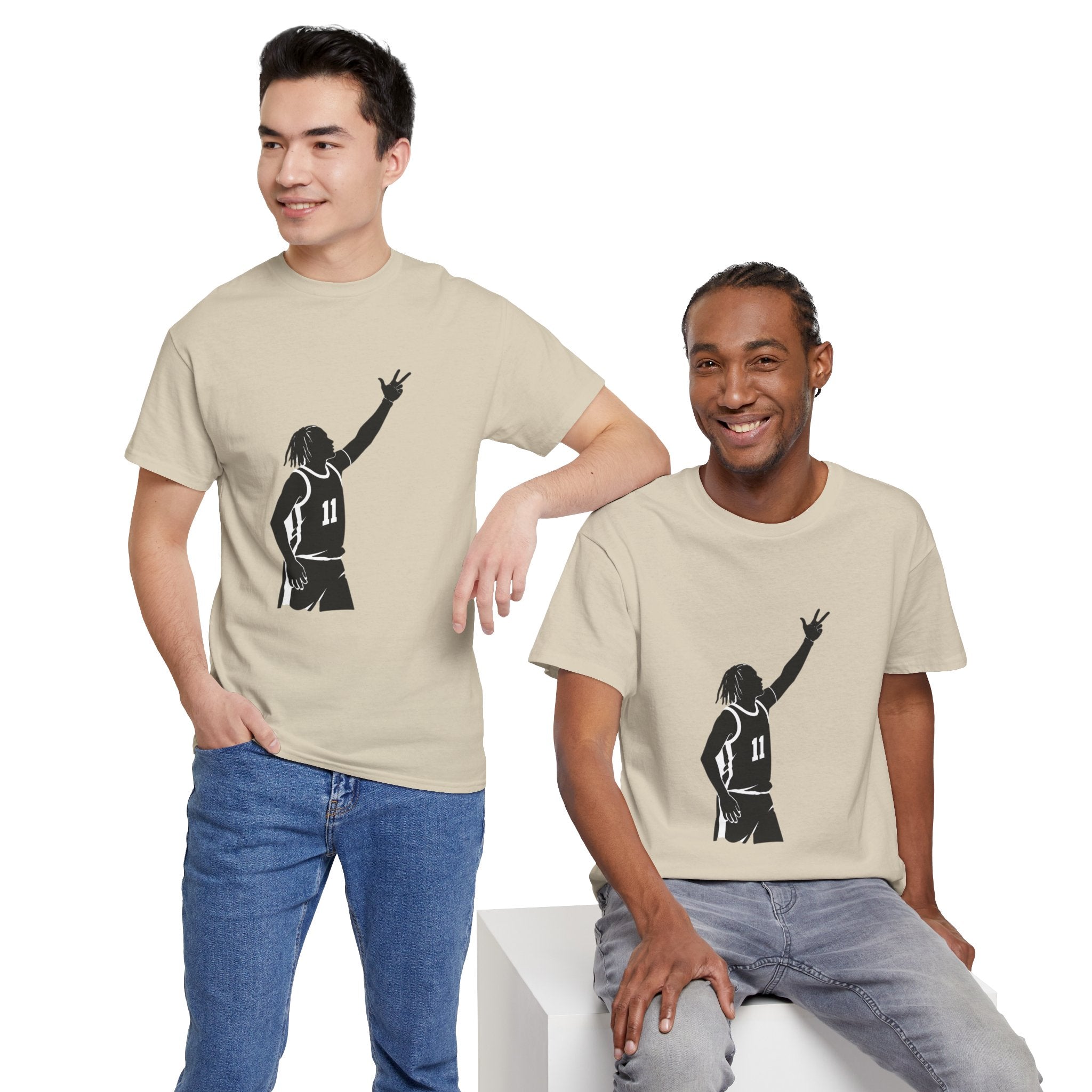 Customizable Jalen Brunson 3 Points Celly T-Shirt | New York Basketball Tee
