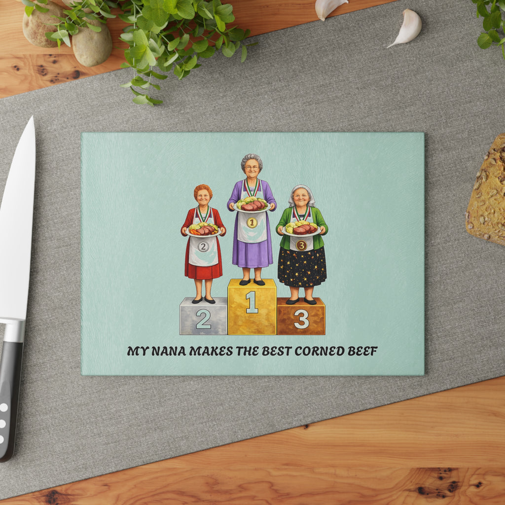 My Nana Makes The Best Corned Beef Glass Cutting Board | Irish Grandma Cooking Competition Kitchen Decor