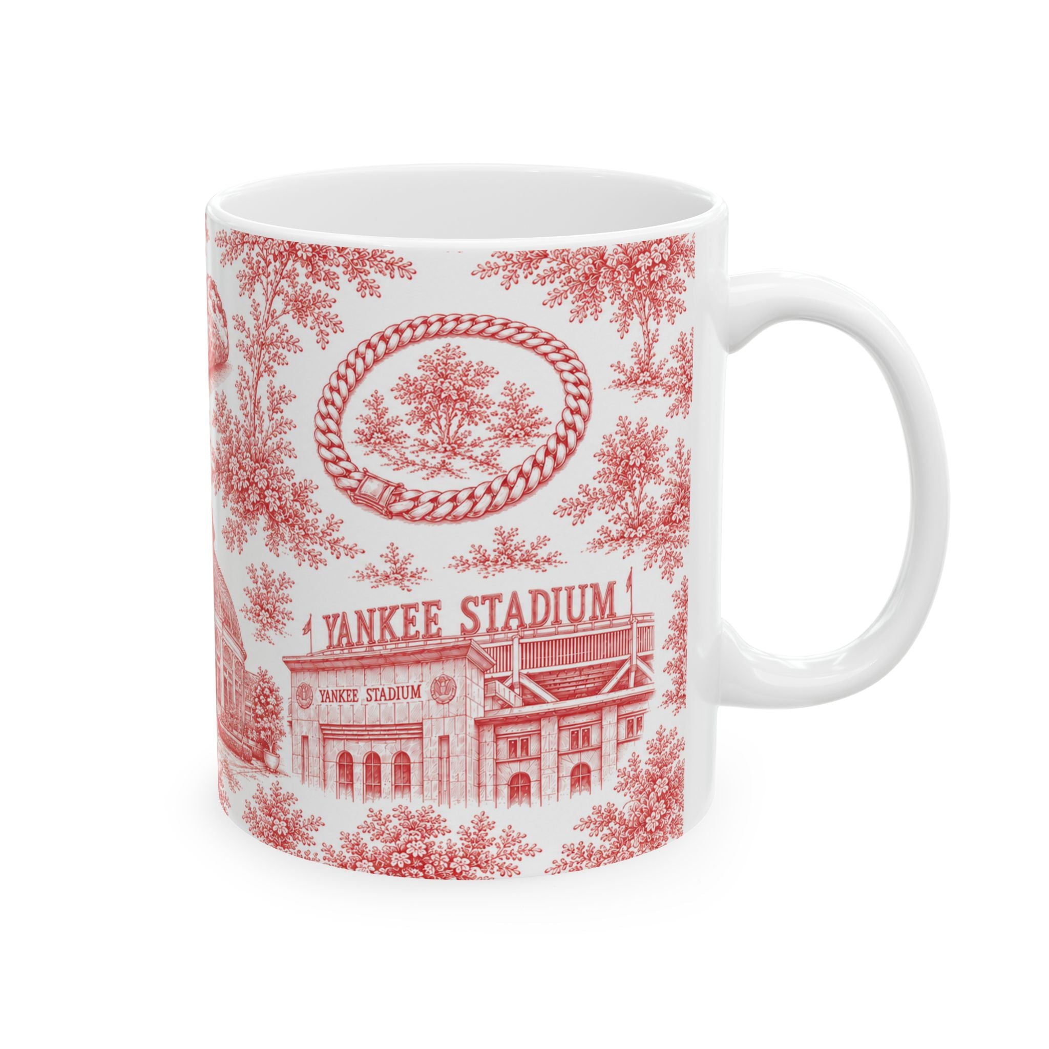 Bronx Red Toile de Jouy Mug | NYC Chinoiserie Ceramic Coffee Cup
