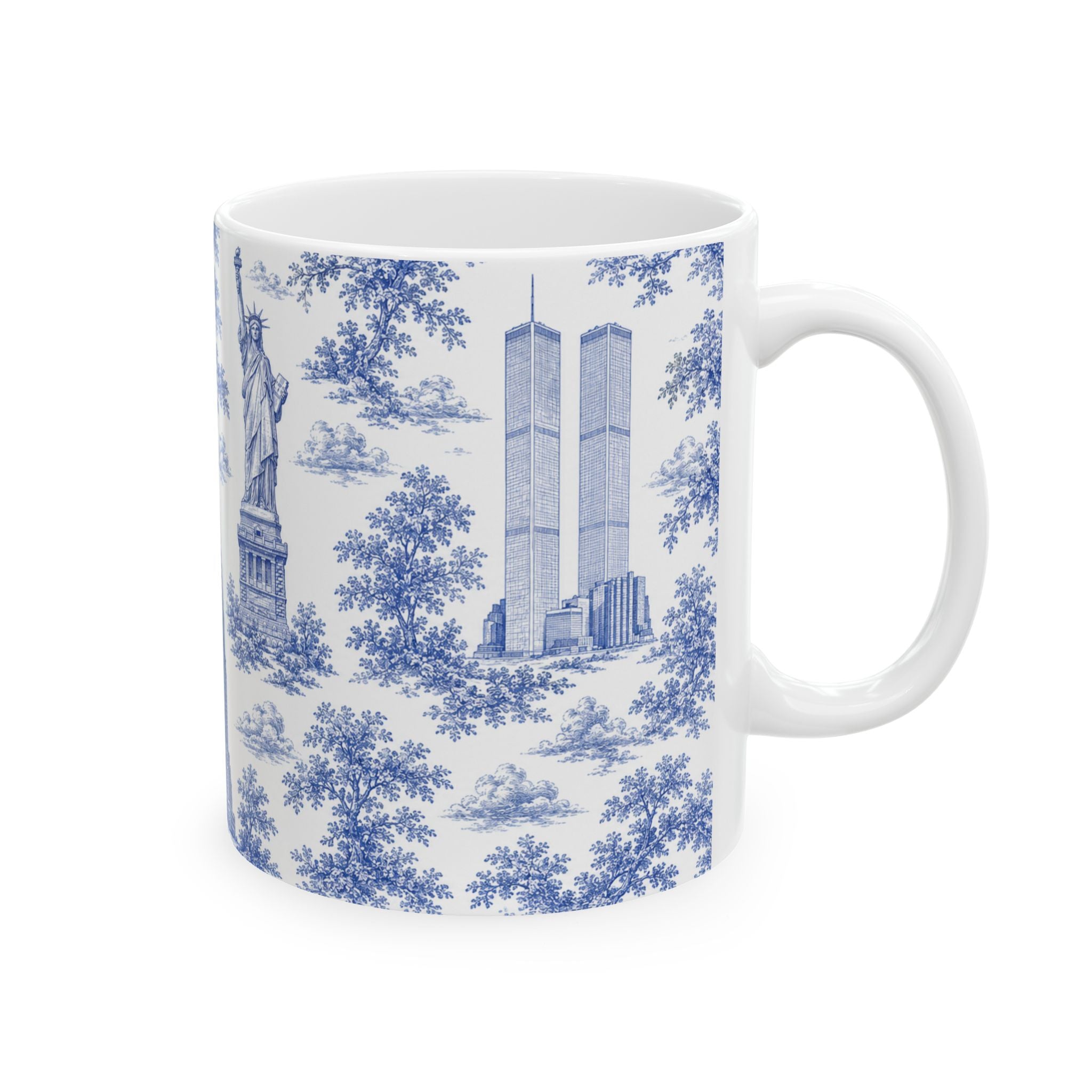 Manhattan BlueToile de Jouy Mug | New York City Chinoiserie Ceramic Mug