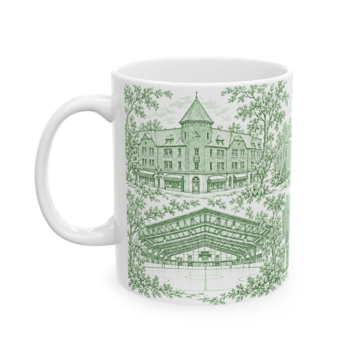Great Neck Green Toile de Jouy 11oz Ceramic Mug
