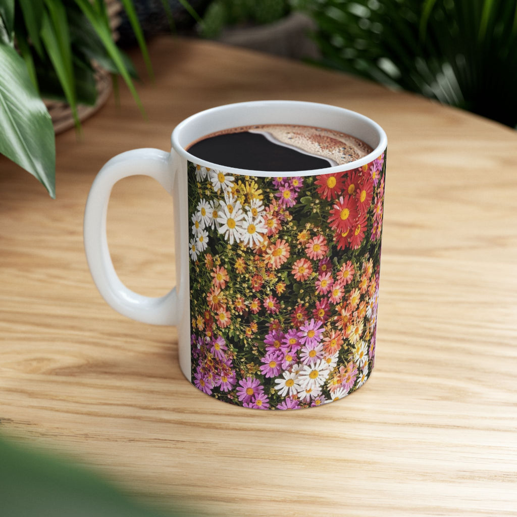 Central Park Korean Chrysanthemum Flowers Mug | Floral Ceramic Coffee Cup