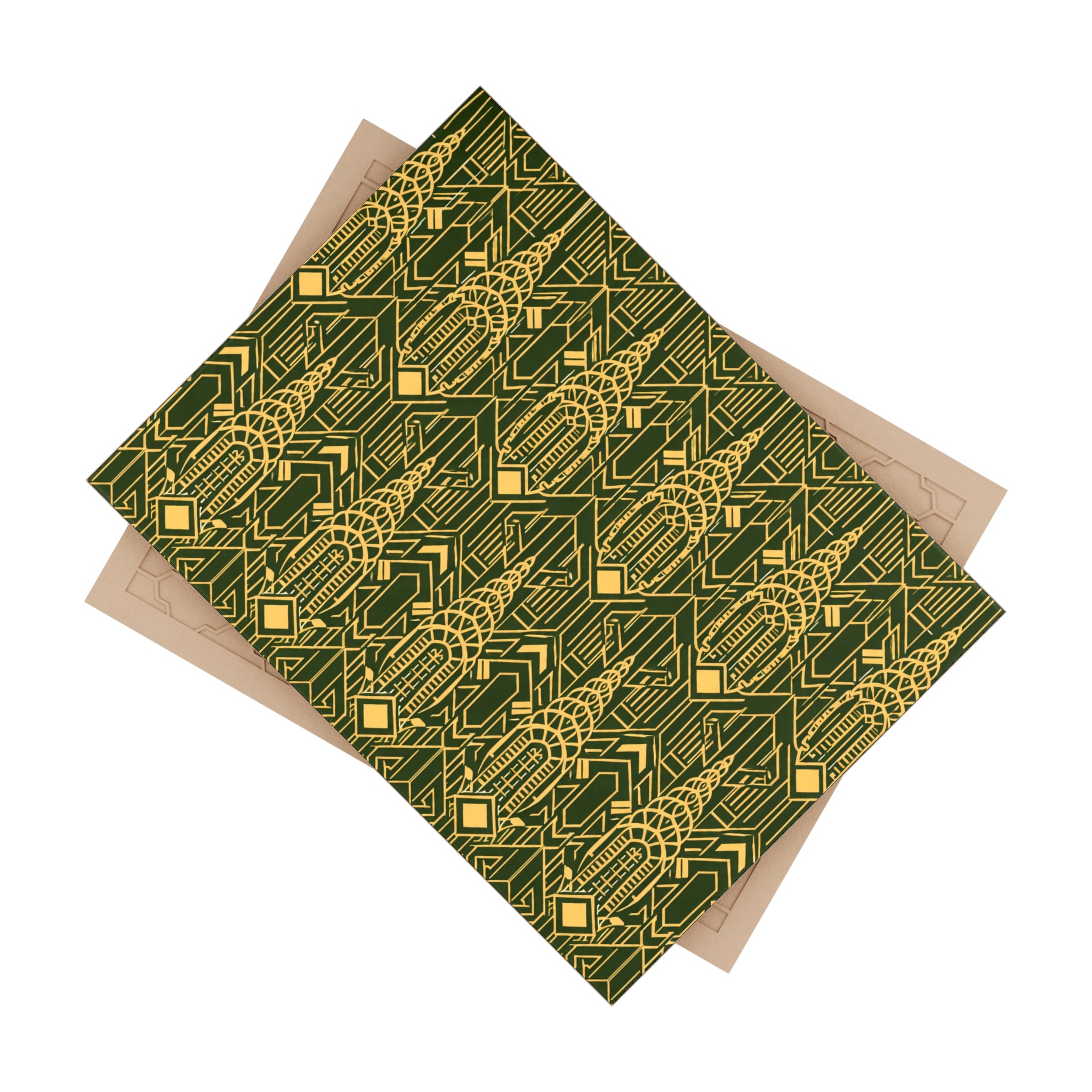 Chrysler Building Art Deco Ceramic Kitchen Backsplash Tile  – NYC Green & Gold Geometric 6" x 8" Shower Tile