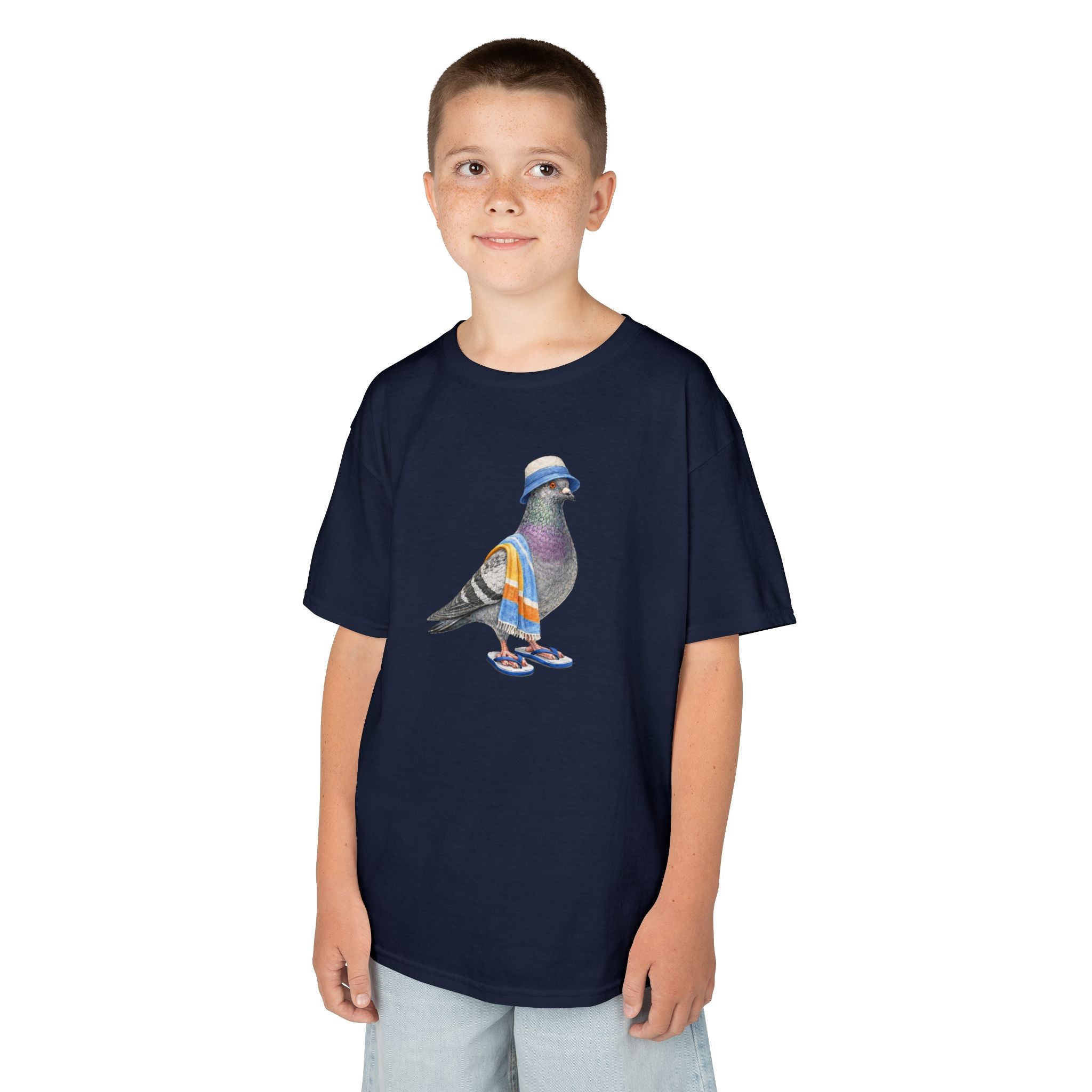 Customizable Coney Island NYC Pigeon Kid Tee —  Cute Bird Beach Bum T-Shirt for Children