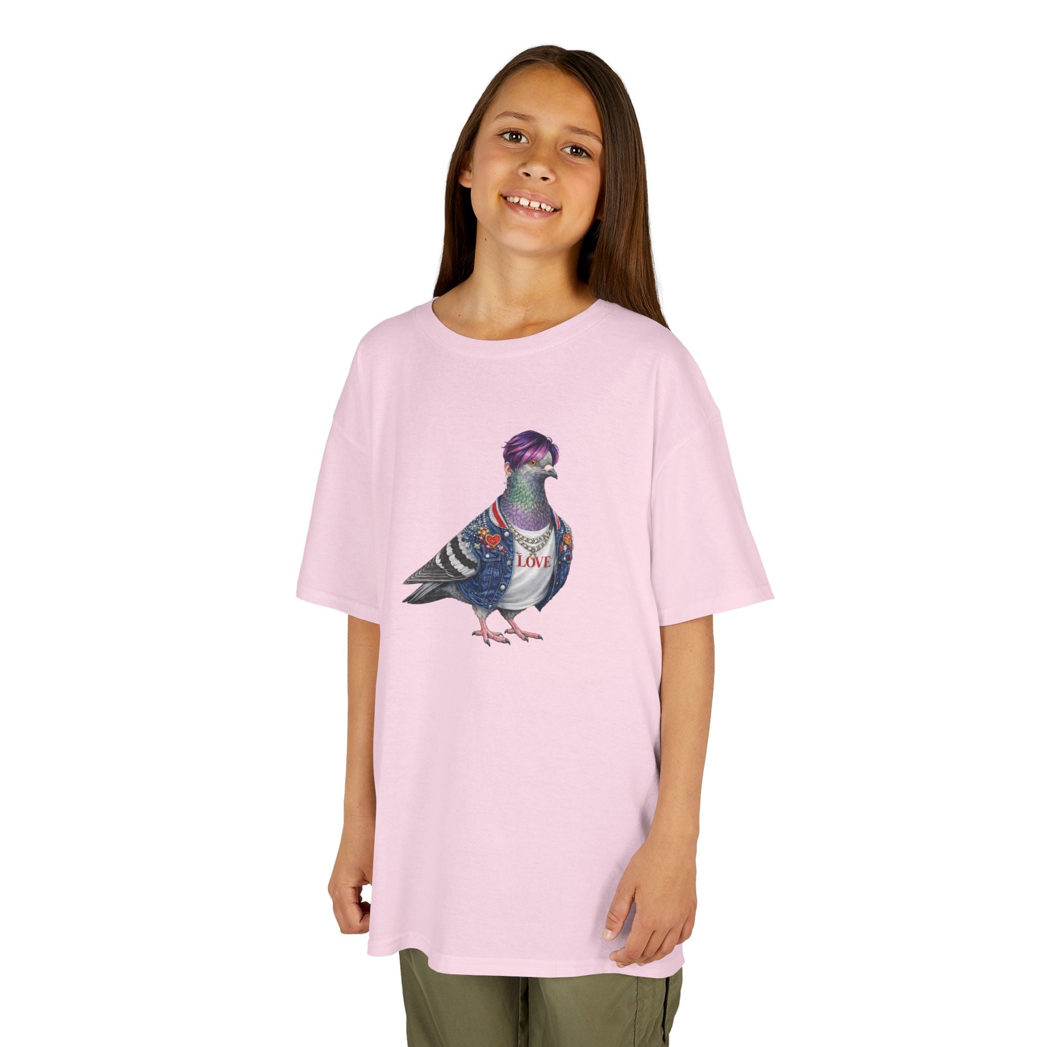 Customizable Koreatown NYC Pigeon Kids KPop Tee — Cute Bird K-Pop T-Shirt for Children
