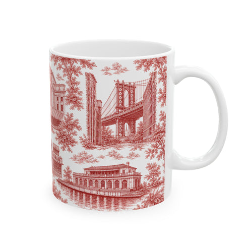 Brooklyn Red Toile de Jouy Mug | NYC Chinoiserie Ceramic Mug