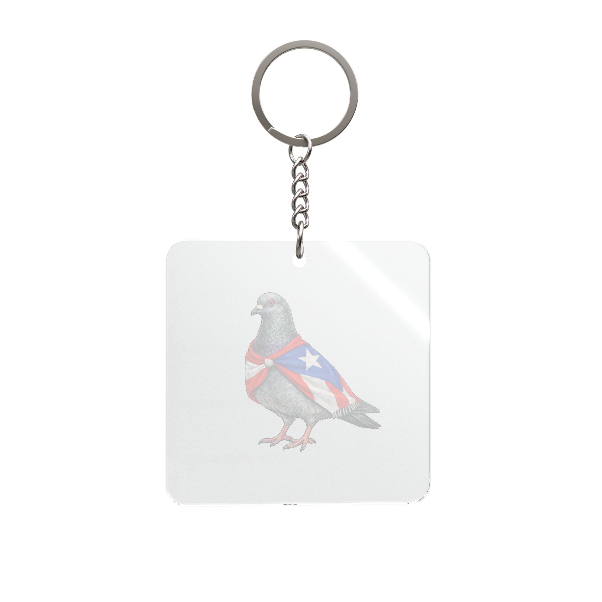 Customizable East Harlem NYC Pigeon Square Keychain |  Puerto Rico Boricua Bird Lovers Keyring Gift