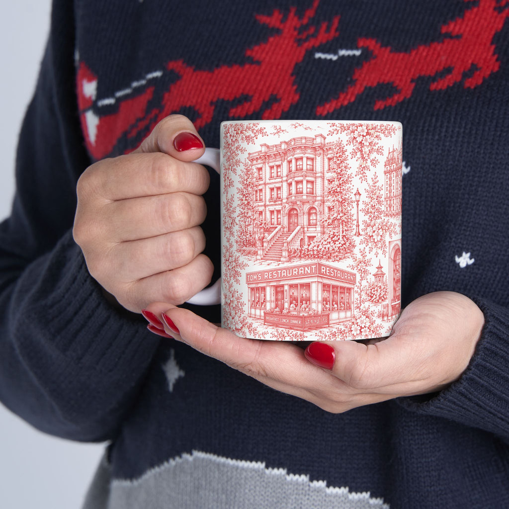 Upper West Side Red Toile de Jouy Mug | New York Chinoiserie Ceramic Coffee Cup