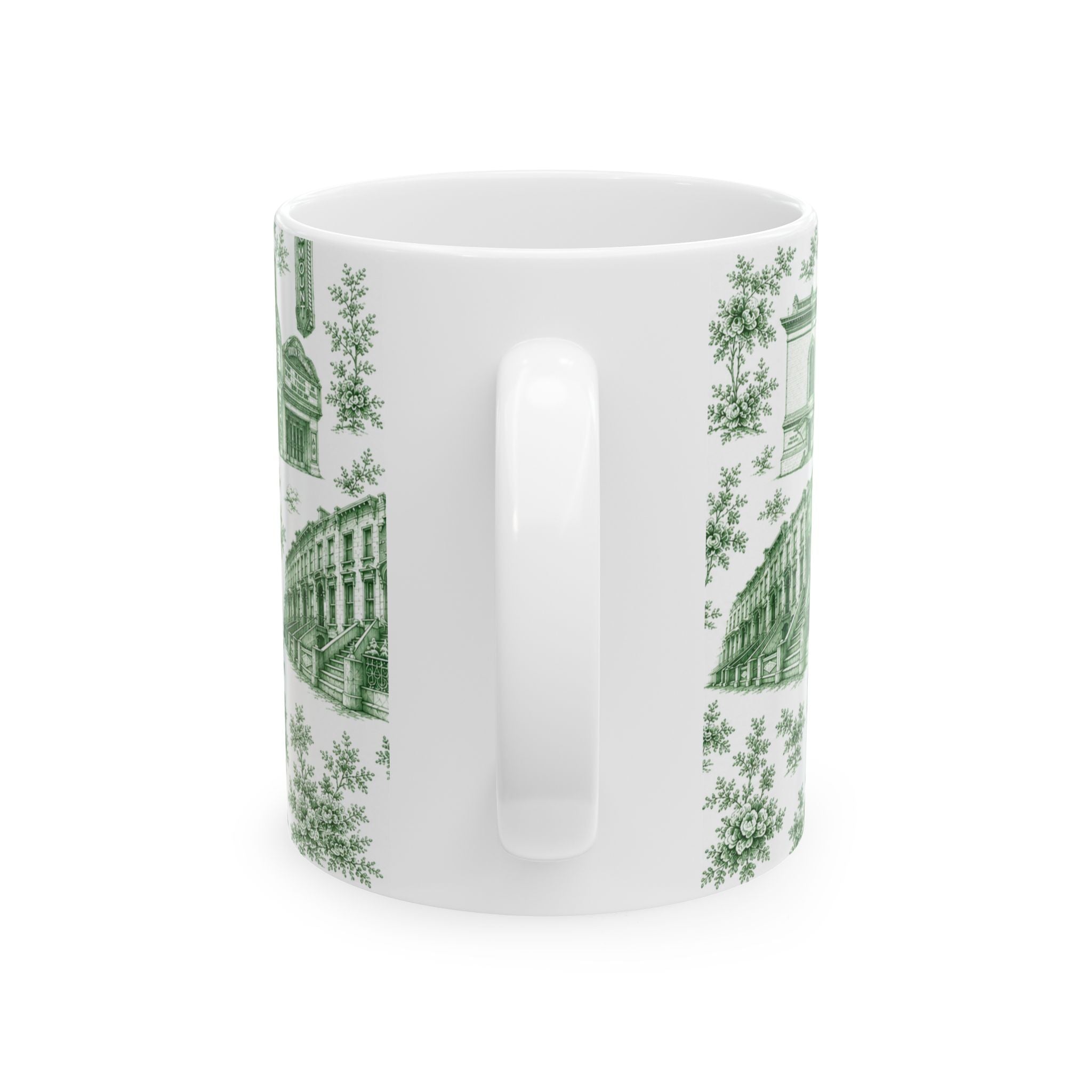 Fort Greene Green Toile de Jouy Mug | NYC Chinoiserie Ceramic Coffee Cup