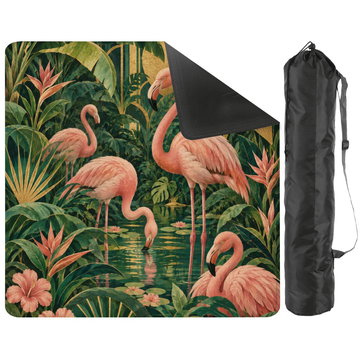 Pink Flamingos Art Deco Mahjong Mat 31.5"x31.5" (Ship Folded)