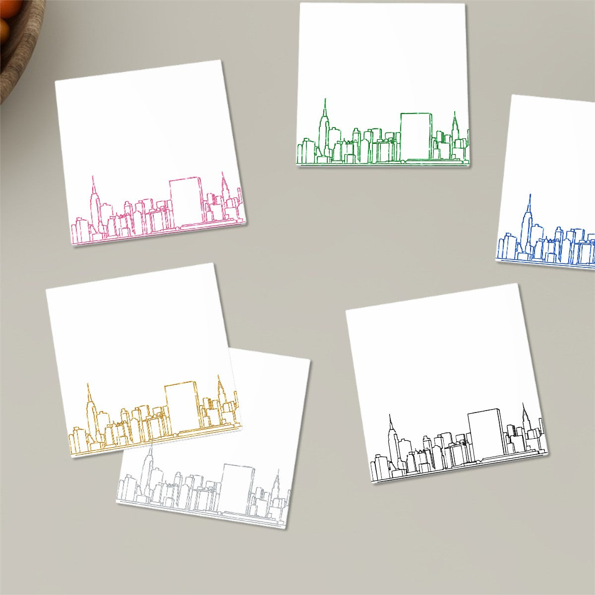 New York City Skyline Manhattan Skyline Square Ceramic Coasters Set of Six