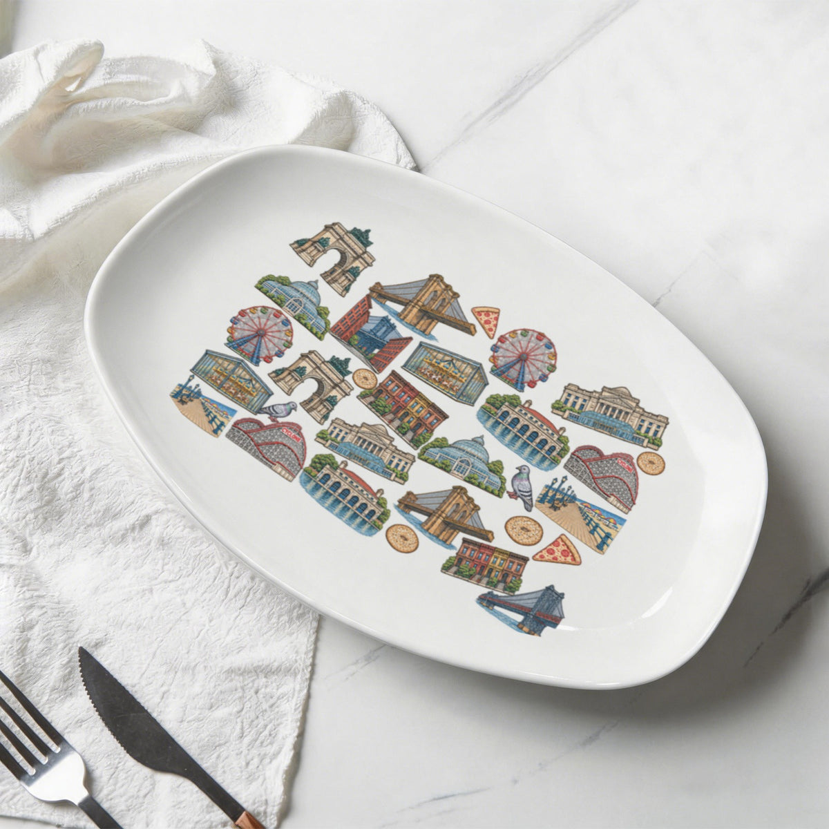 Icons of Brooklyn Melamine Bagel Tray Melamine Decorative Plate