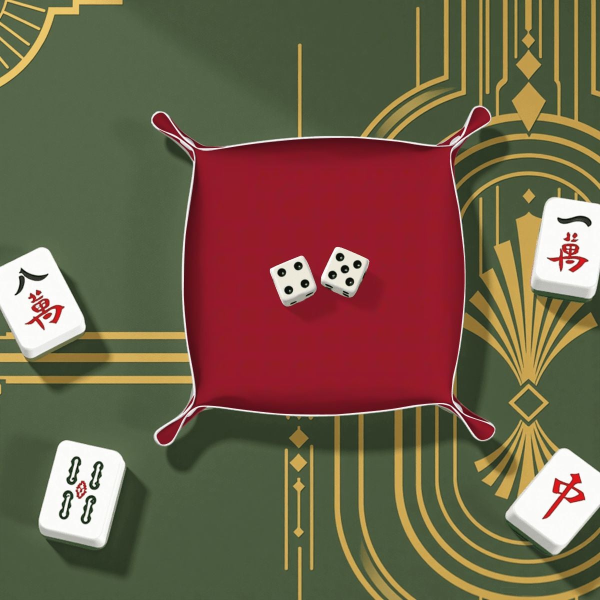 Mahj Queen Maroon PVC Leather Mahjong Dice Tray
