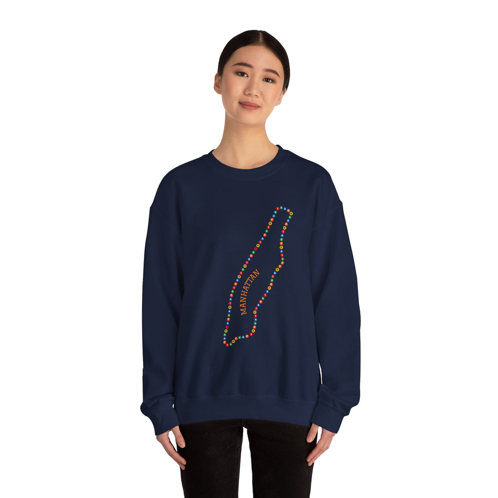 Manhattan Map Subway Signs Sweatshirt | NYC Crewneck Sweater