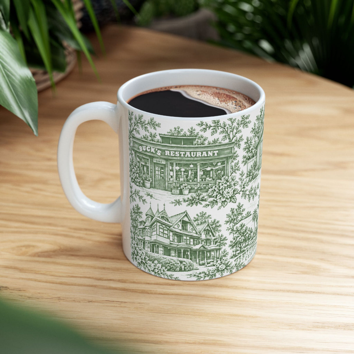 Silicon Valley Green Toile de Jouy 11oz Ceramic Mug