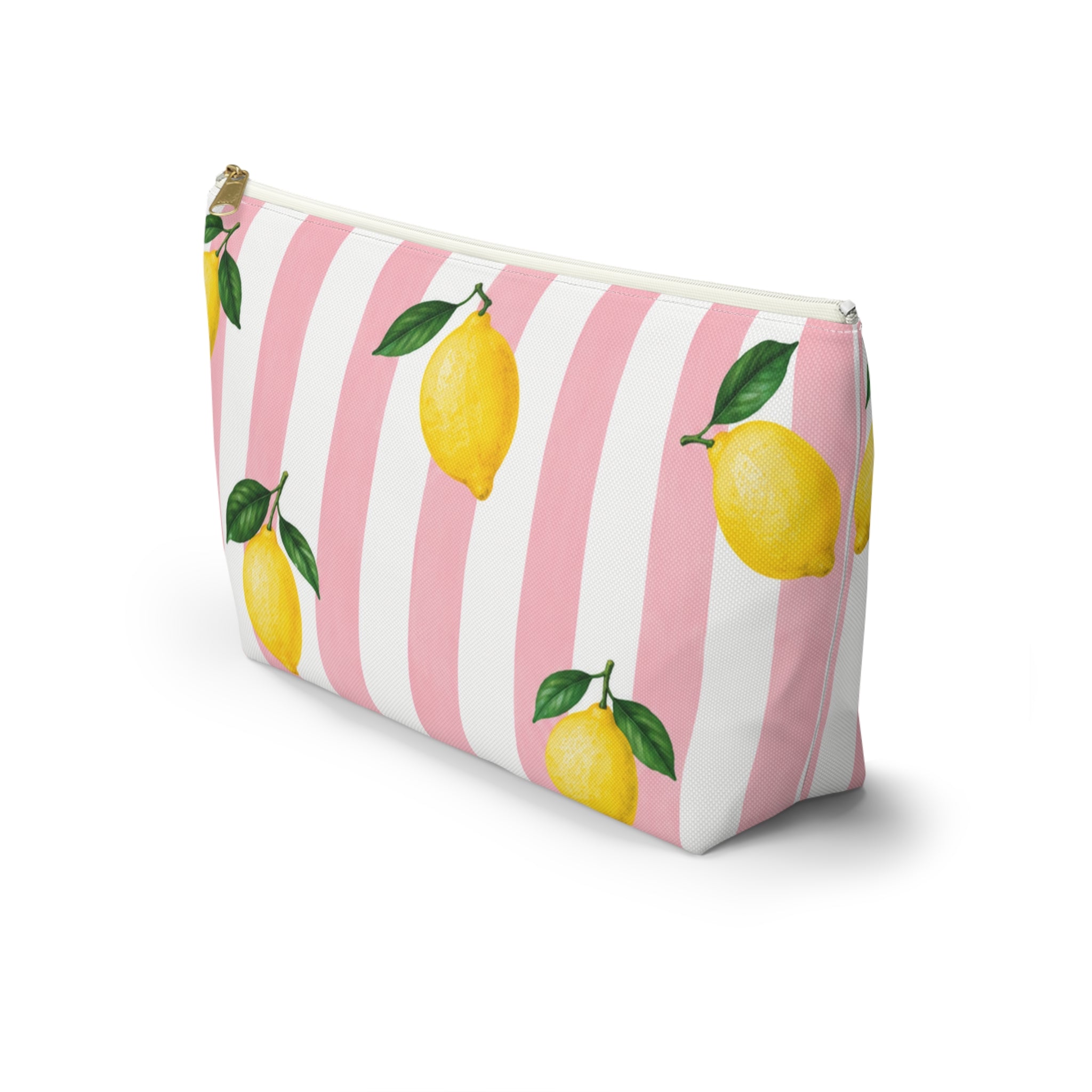 Little Italy Amalfi Pink and White with Lemon Tile Pouch —  T-Bottom Travel Bag