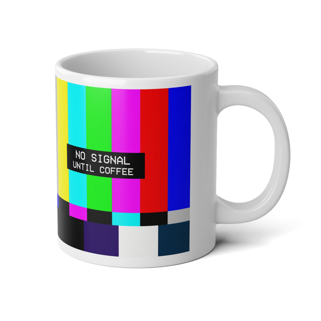 Retro TV Test Pattern "No Signal Until Coffee"  — 20oz Jumbo Mug