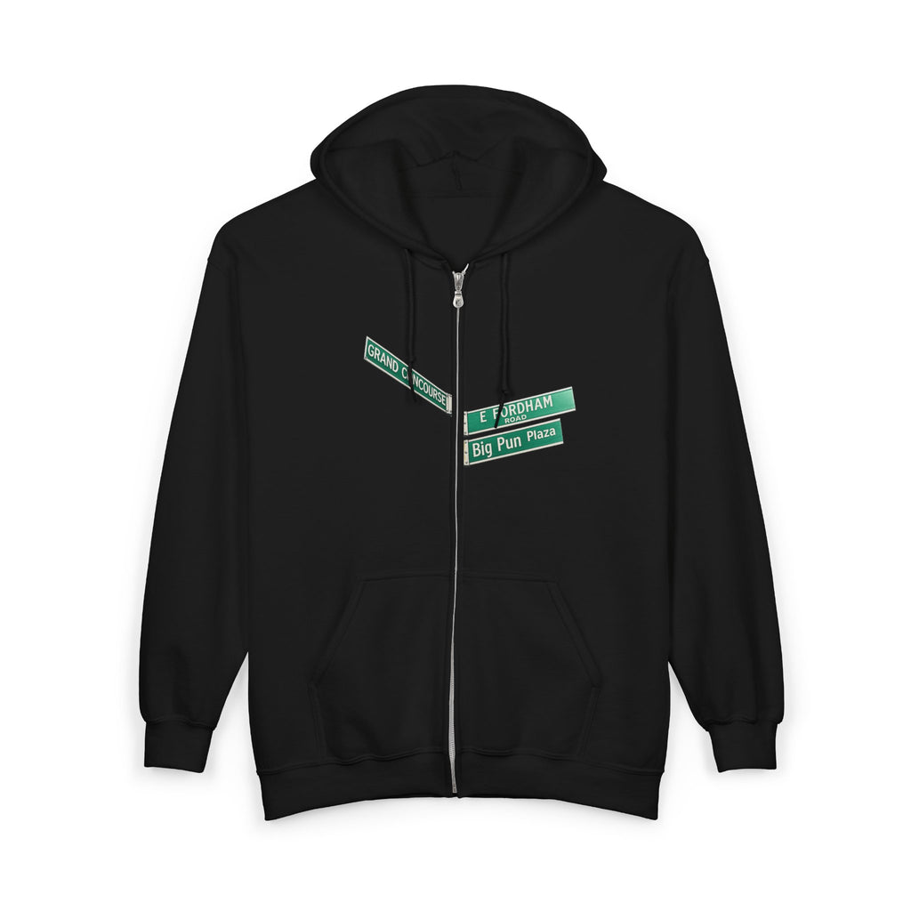 Bronx Street Sign Zip Up Hoodie   NYC Big Pun Grand Concourse Fordham Road Hooded Sweatshirt