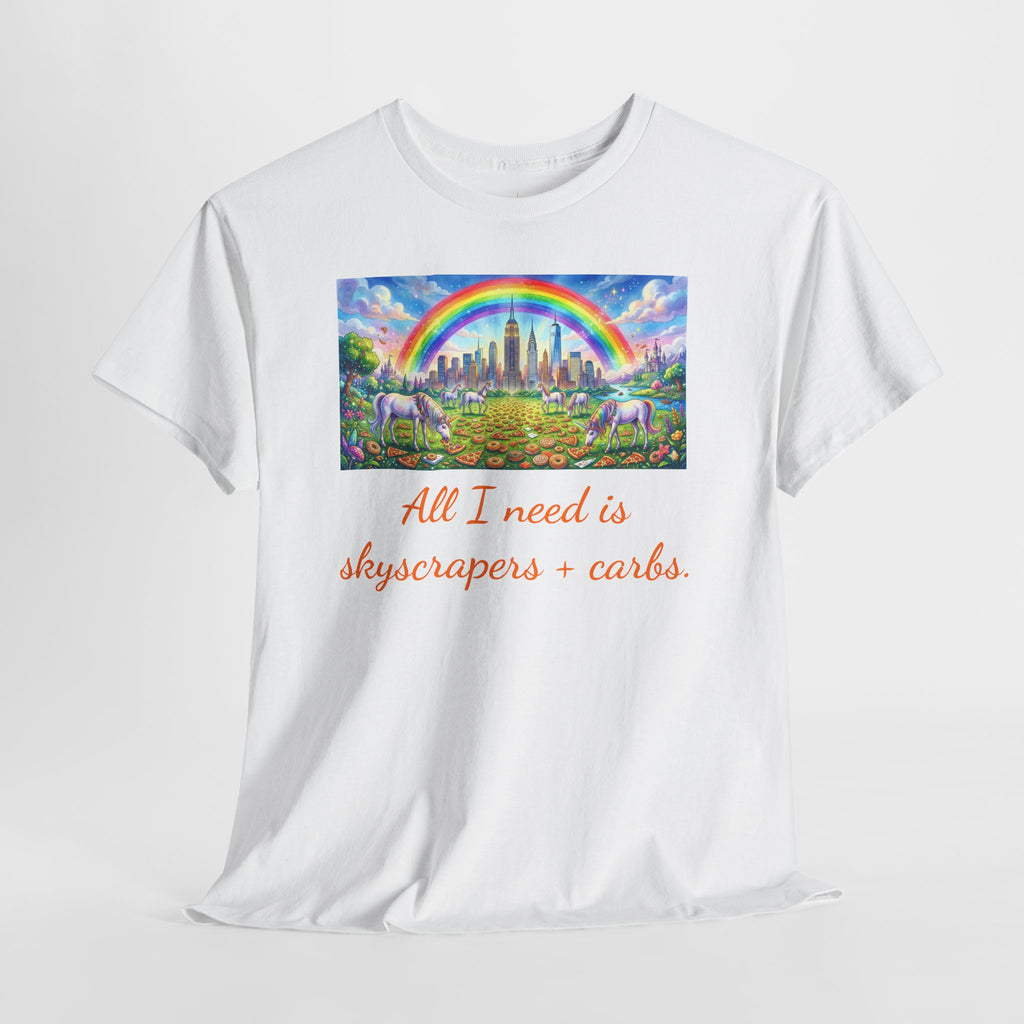NYC Skyscrapers and Carbs T-Shirt | New York Is a Fairy Tale City Tee