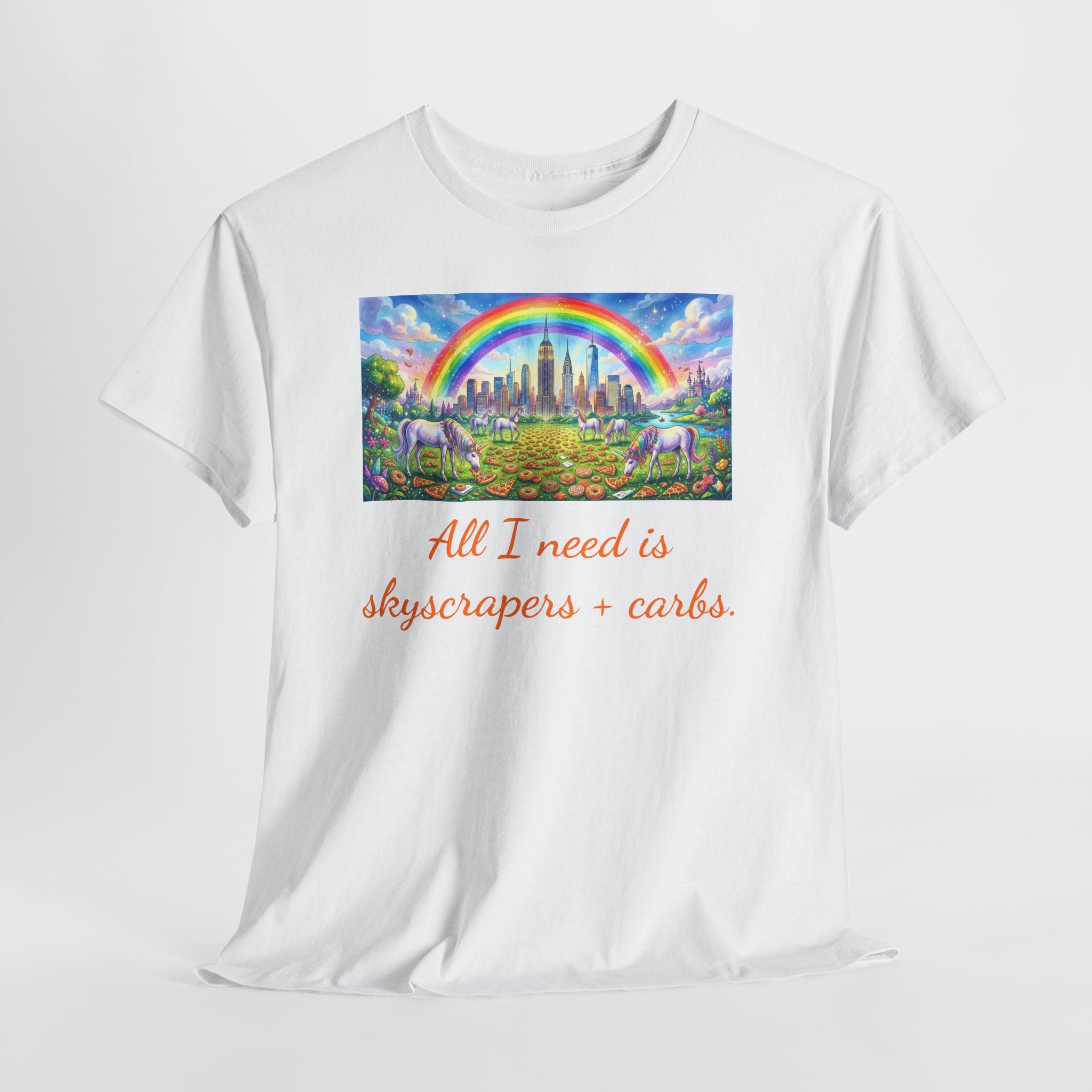NYC Skyscrapers and Carbs T-Shirt | New York Is a Fairy Tale City Tee