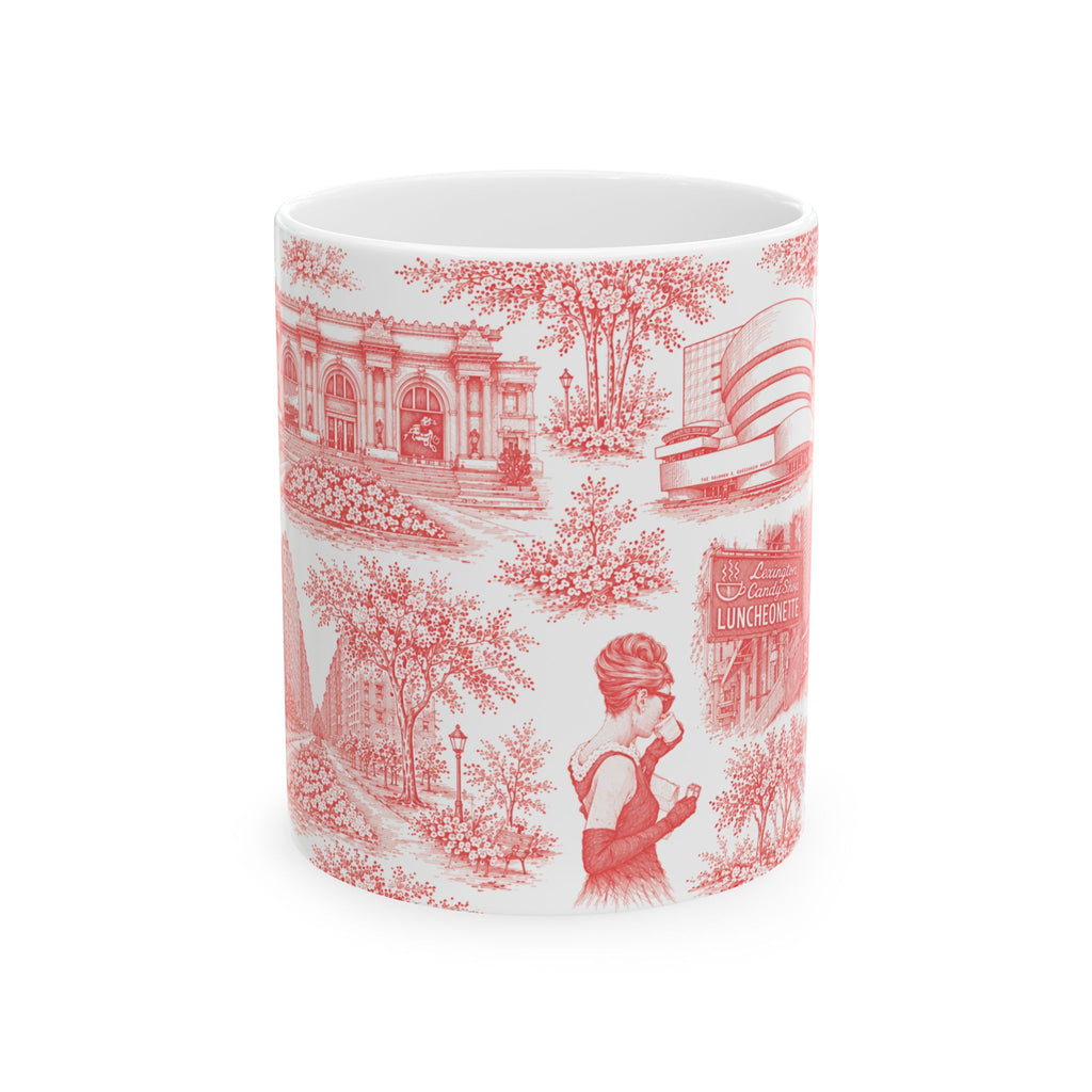 Upper East Side Red Toile de Jouy Mug | New York Chinoiserie Ceramic Mug
