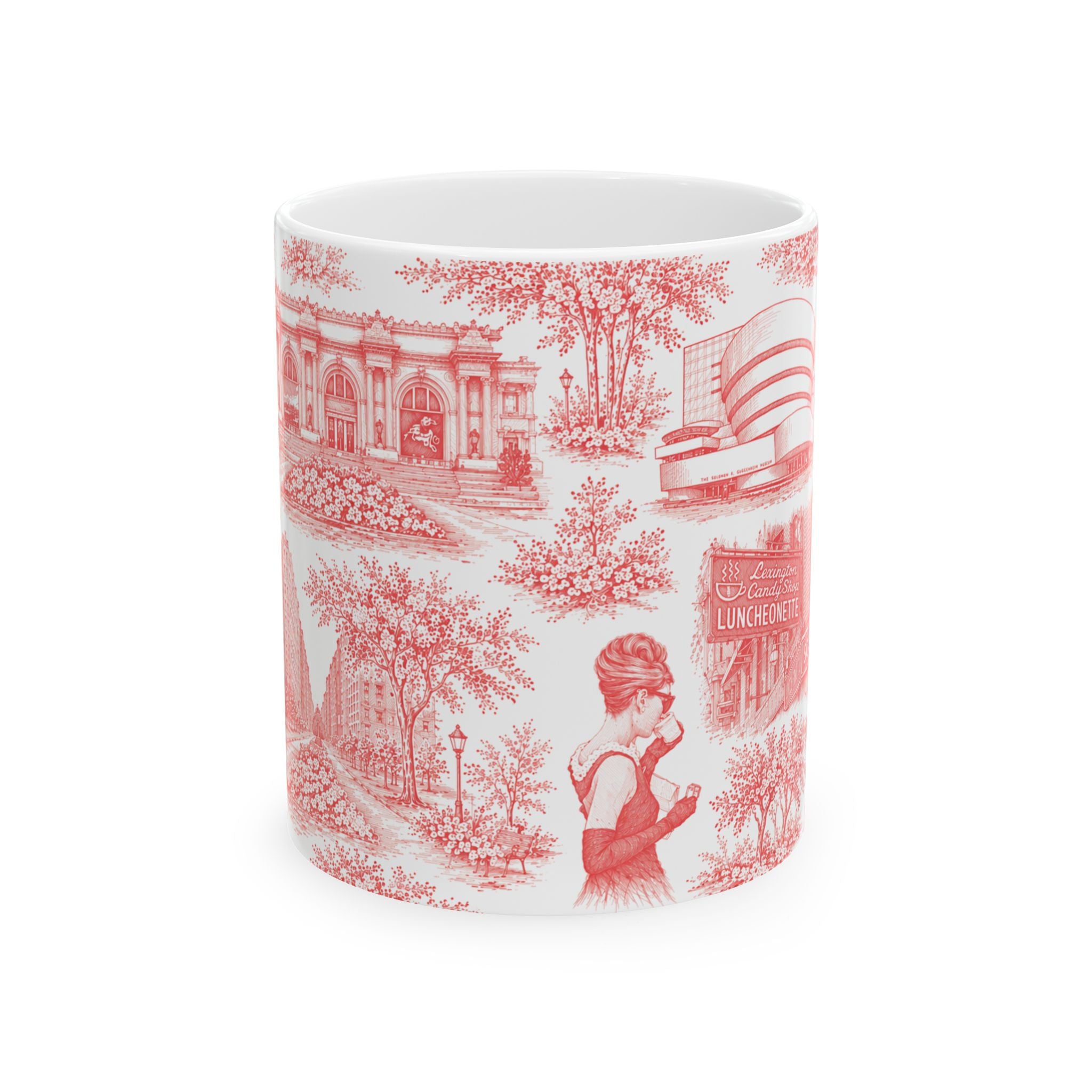 Upper East Side Red Toile de Jouy Mug | New York Chinoiserie Ceramic Mug
