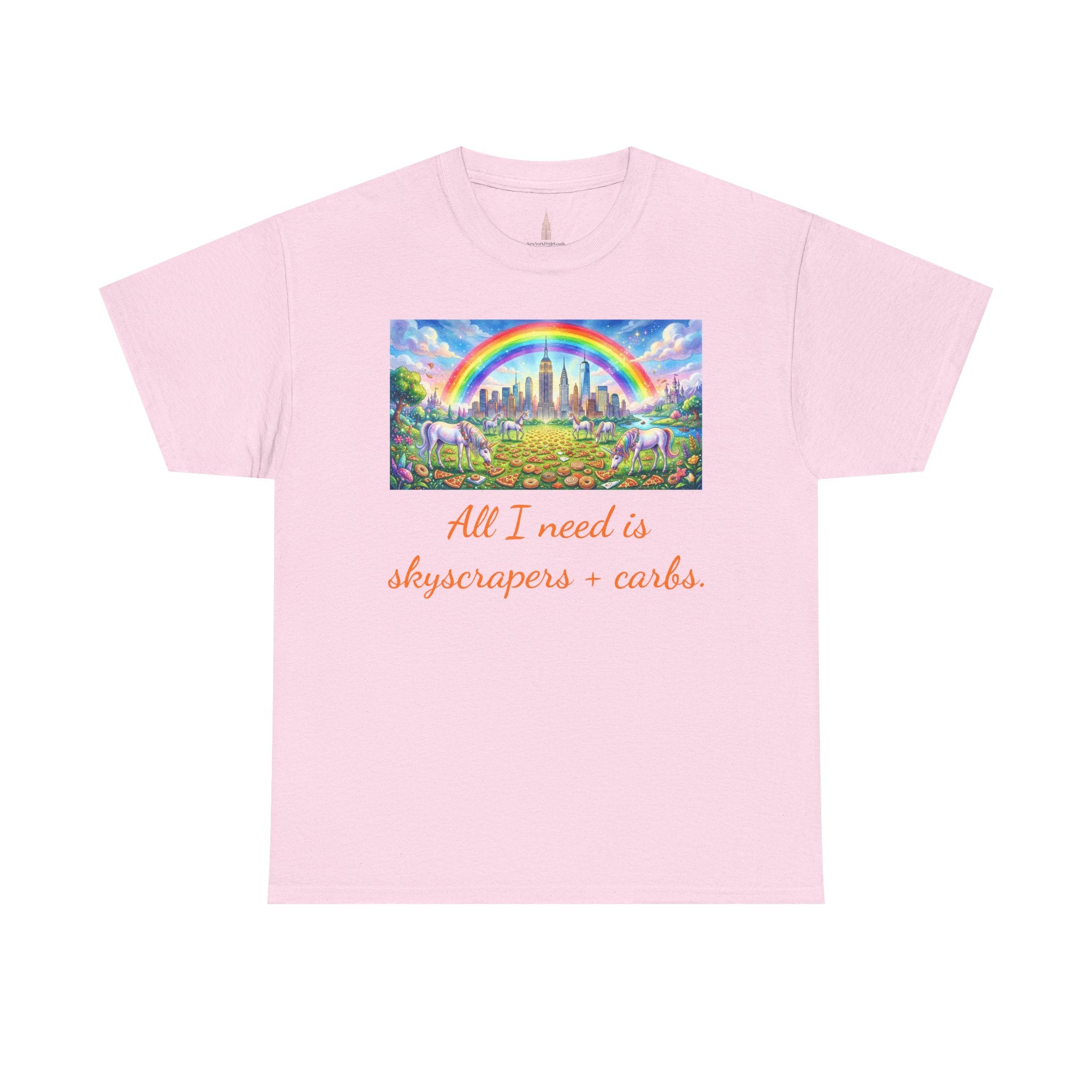 NYC Skyscrapers and Carbs T-Shirt | New York Is a Fairy Tale City Tee