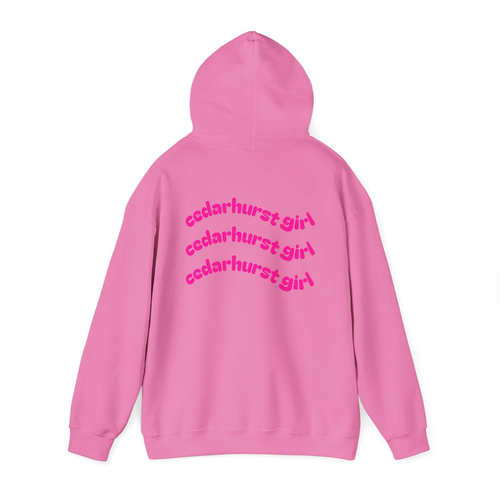 Cedarhurst Girl Hoodie – Retro Pink Wave Back Print Hooded Sweatshirt