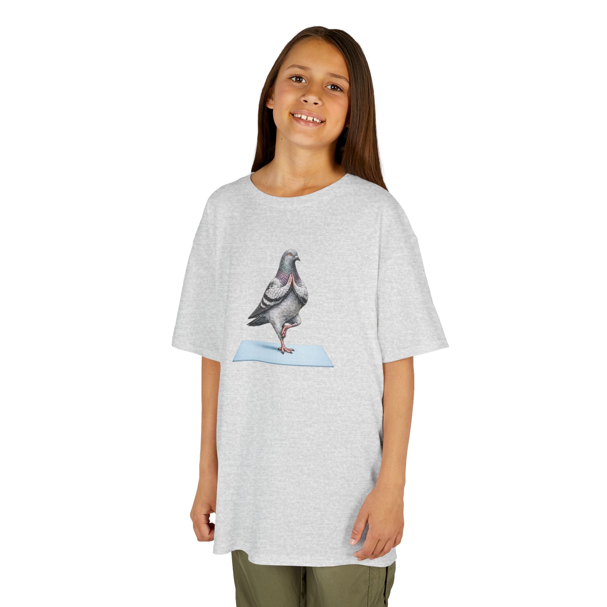 Customizable Central Park NYC Pigeon Kids Yoga Tee — Cute Bird Yoga T-Shirt for Children