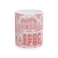 Upper West Side Red Toile de Jouy Mug | New York Chinoiserie Ceramic Coffee Cup
