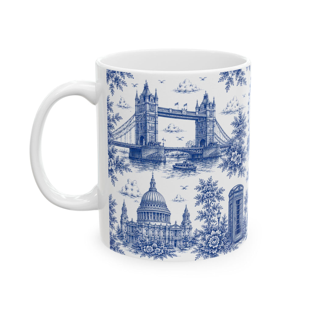 London Blue Toile du Jouy Ceramic Mug – Vintage London Icons (11oz)