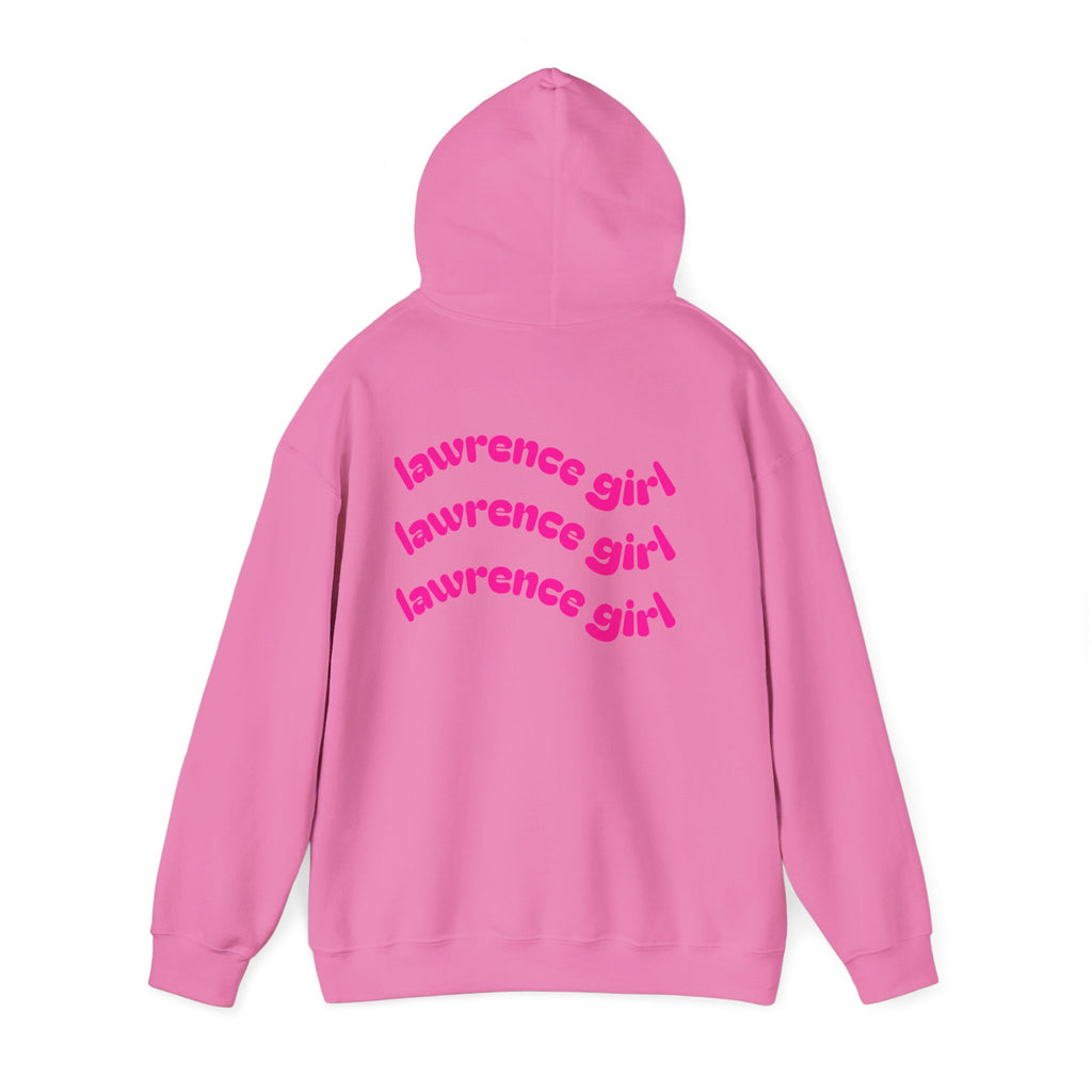 Lawrence Girl Hoodie – Retro Pink Wave Back Print Hooded Sweatshirt