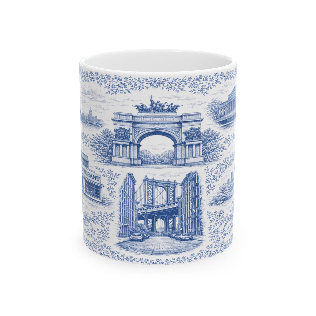 Brooklyn Blue Toile de Jouy Mug | NYC Chinoserie Ceramic Mug