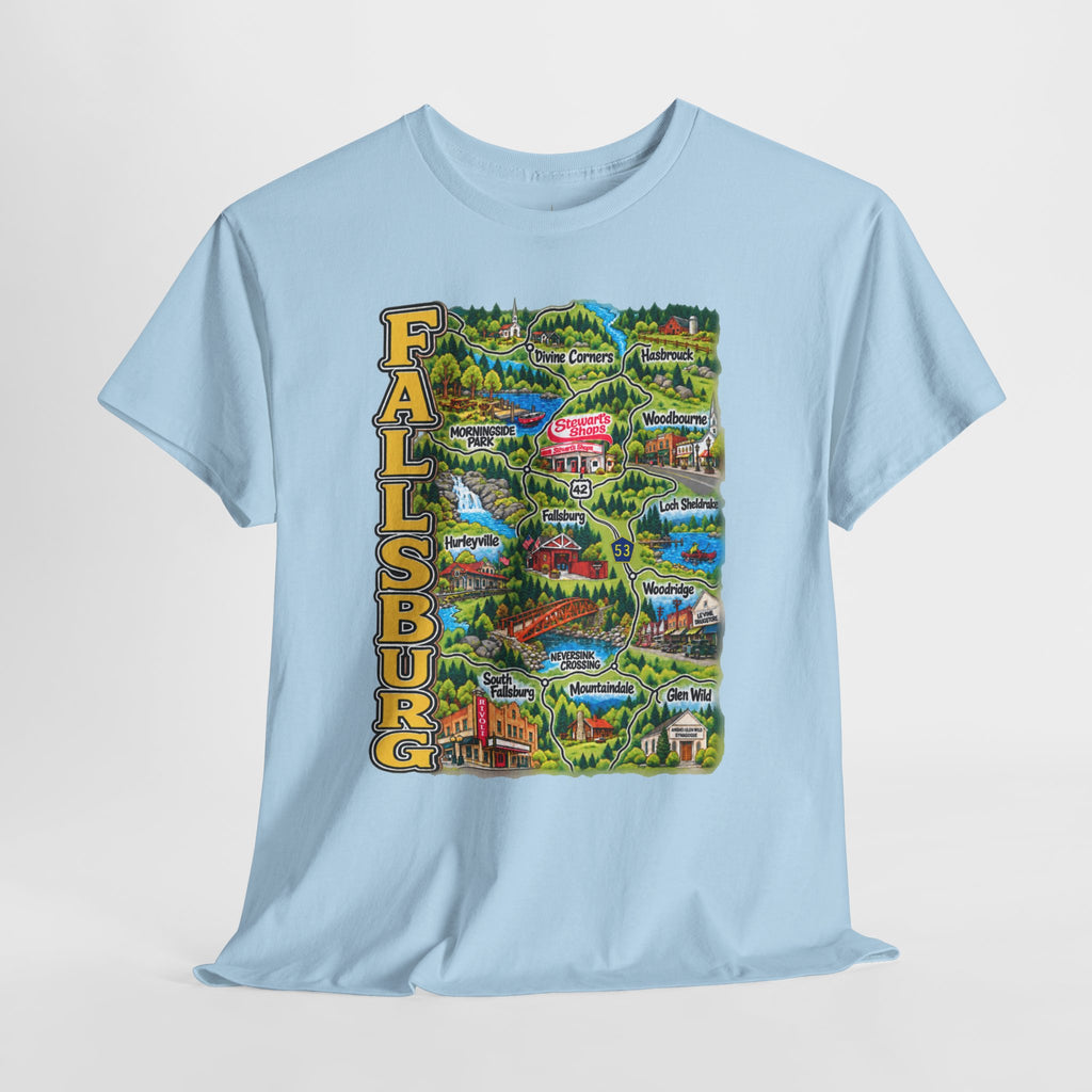 Fallsburg, NY Map T-Shirt  Catskills Upstate New York Tee