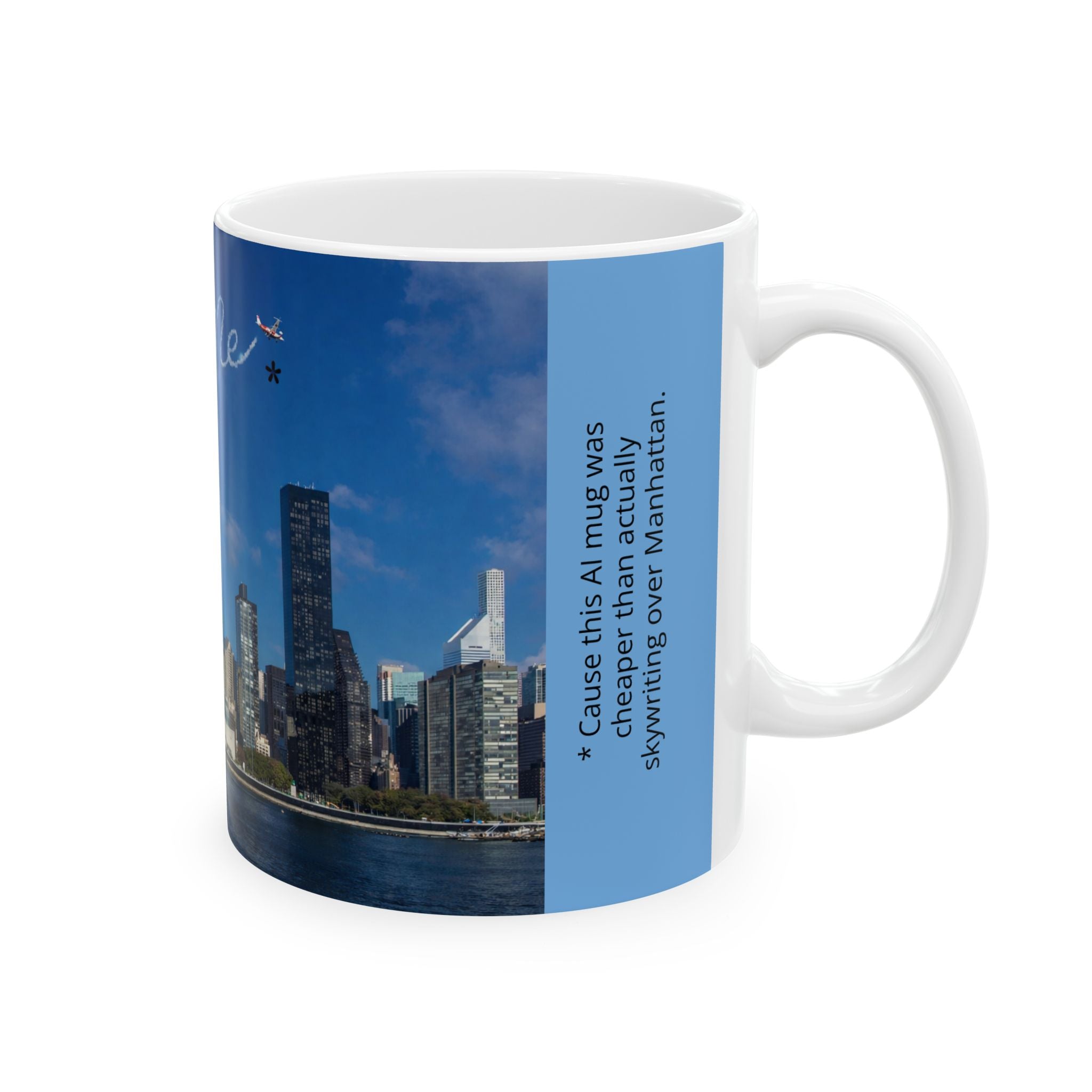 Marry Me Skywriting Marriage Proposal Mug | Romantic NYC Manhattan Skyline Proposal