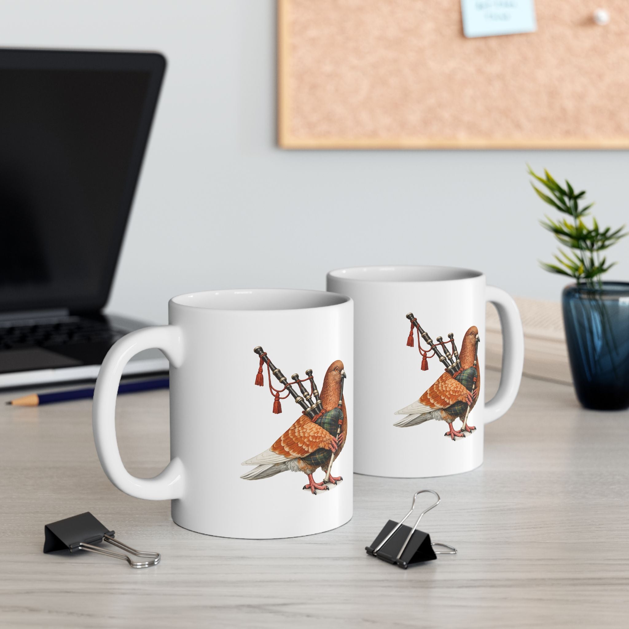 Customizable Woodlawn NYC Pigeon Mug | NYC Redhead Pigeon Irish Bagpipes Bird Lovers Ceramic Coffee Cup