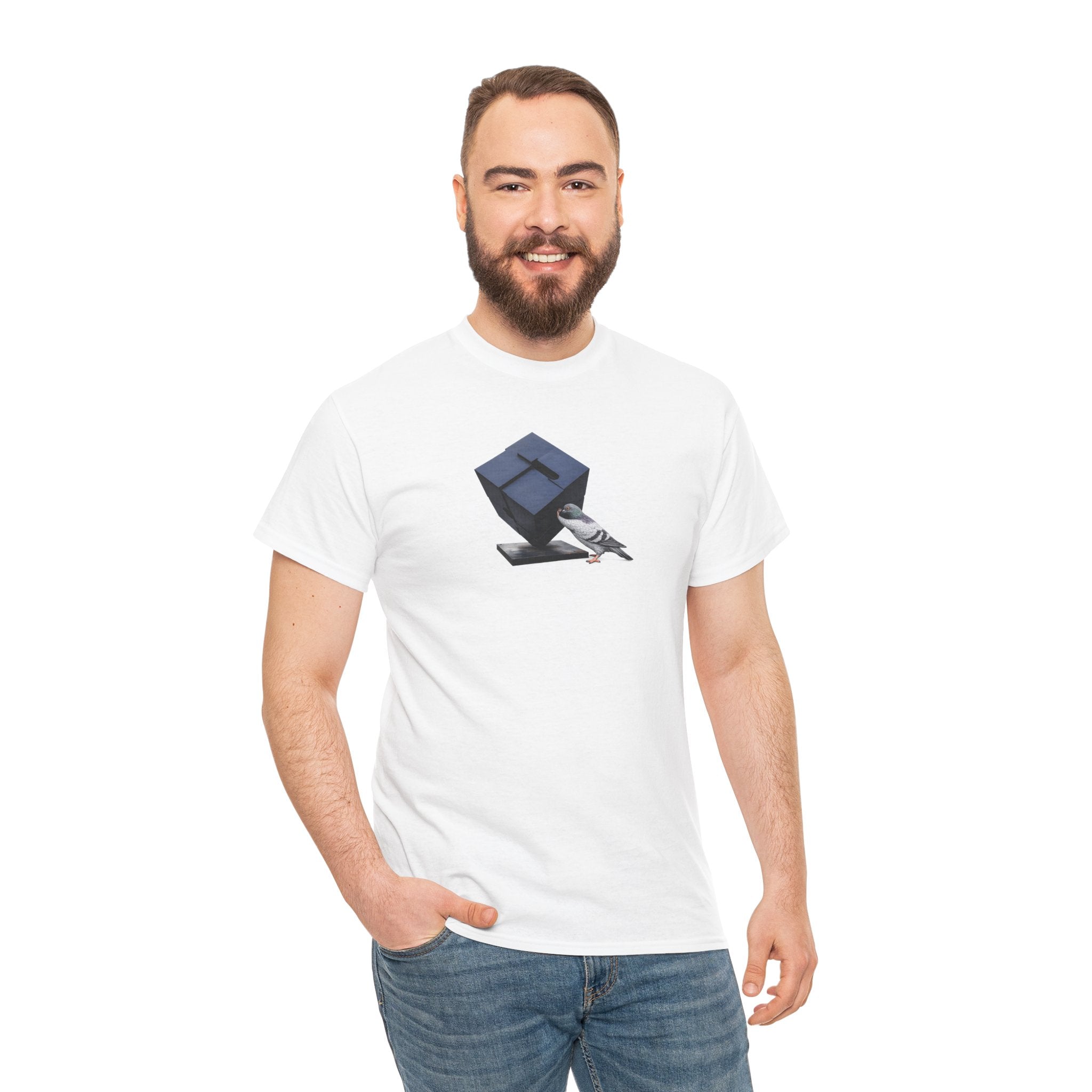 Customizable Astor Place NYC Pigeon T-Shirt | Alamo Black Cube Tee