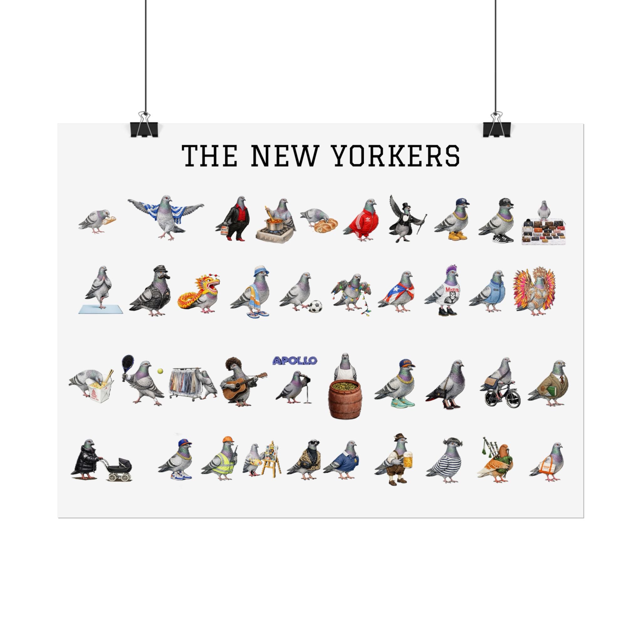 The New Yorkers Neighborhood Pigeons Rolled Poster | NYC Pigeon Gift for Bird Lovers