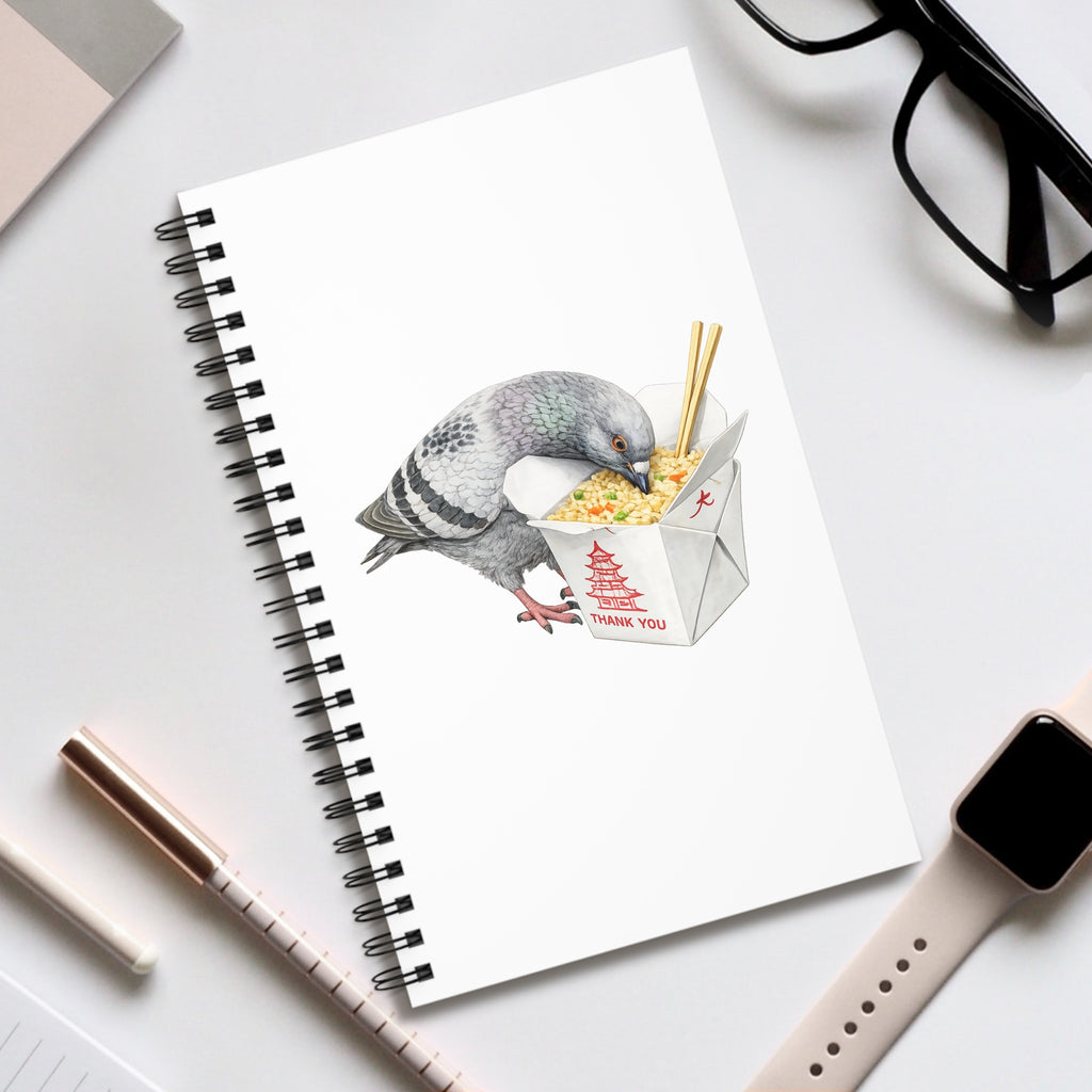 Customizable Flushing NYC Pigeon Spiral Journal | Fried Rice Bird Lovers Notebook