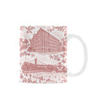 Astoria Red Toile de Jouy Mug | Queens Chinoiserie Ceramic Coffee Cup Custom White Mug (11oz)