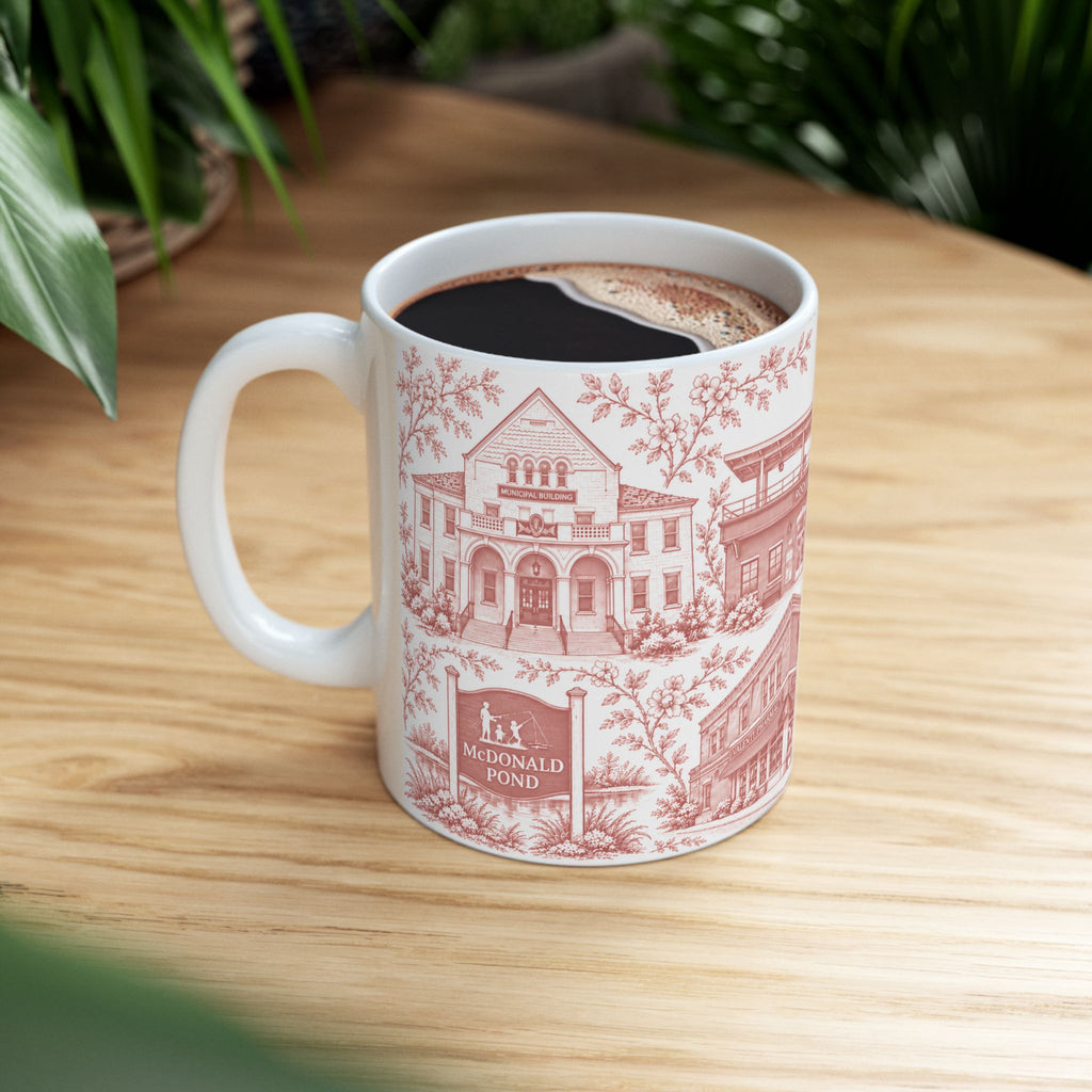 Rockville Center Red Toile de Jouy 11 oz Mug