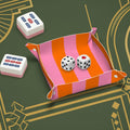 Orange and Pink Stripes PVC Leather Mahjong Dice Tray