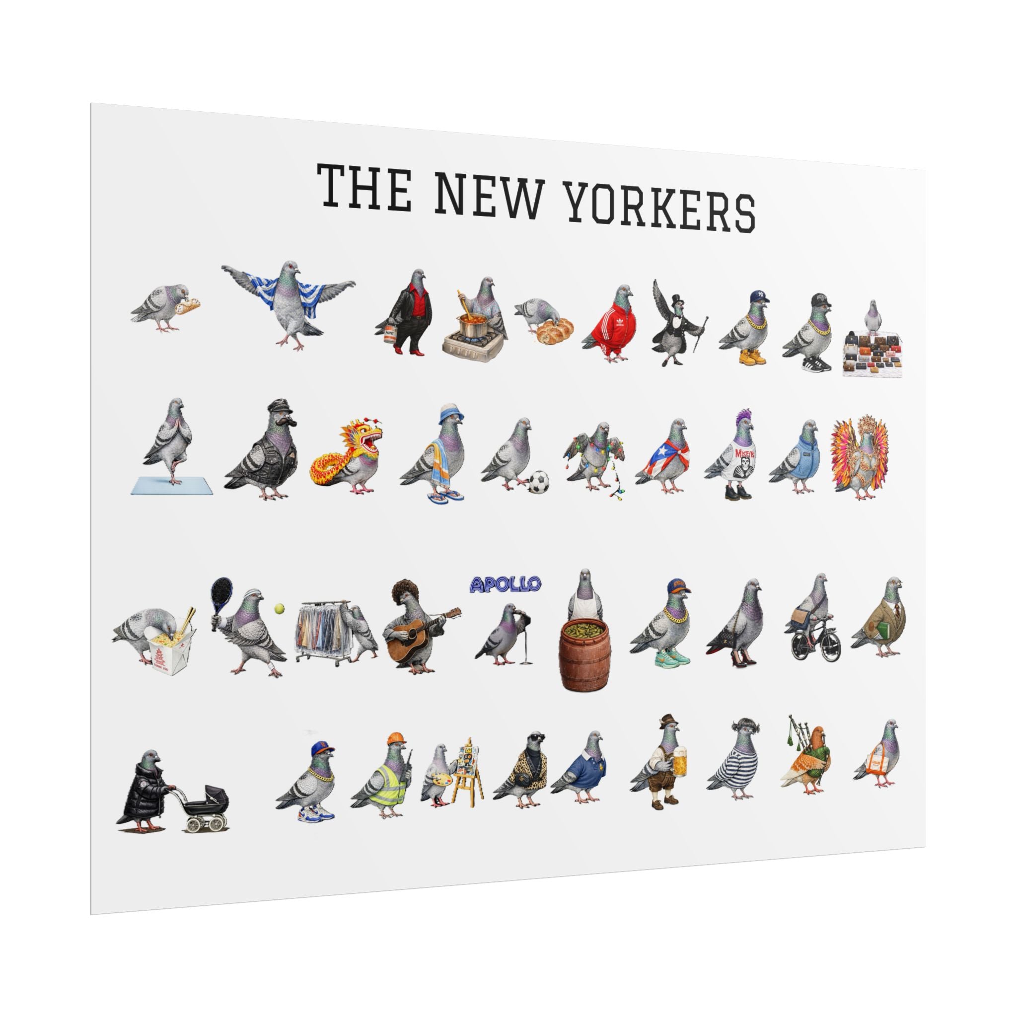 The New Yorkers Neighborhood Pigeons Rolled Poster | NYC Pigeon Gift for Bird Lovers