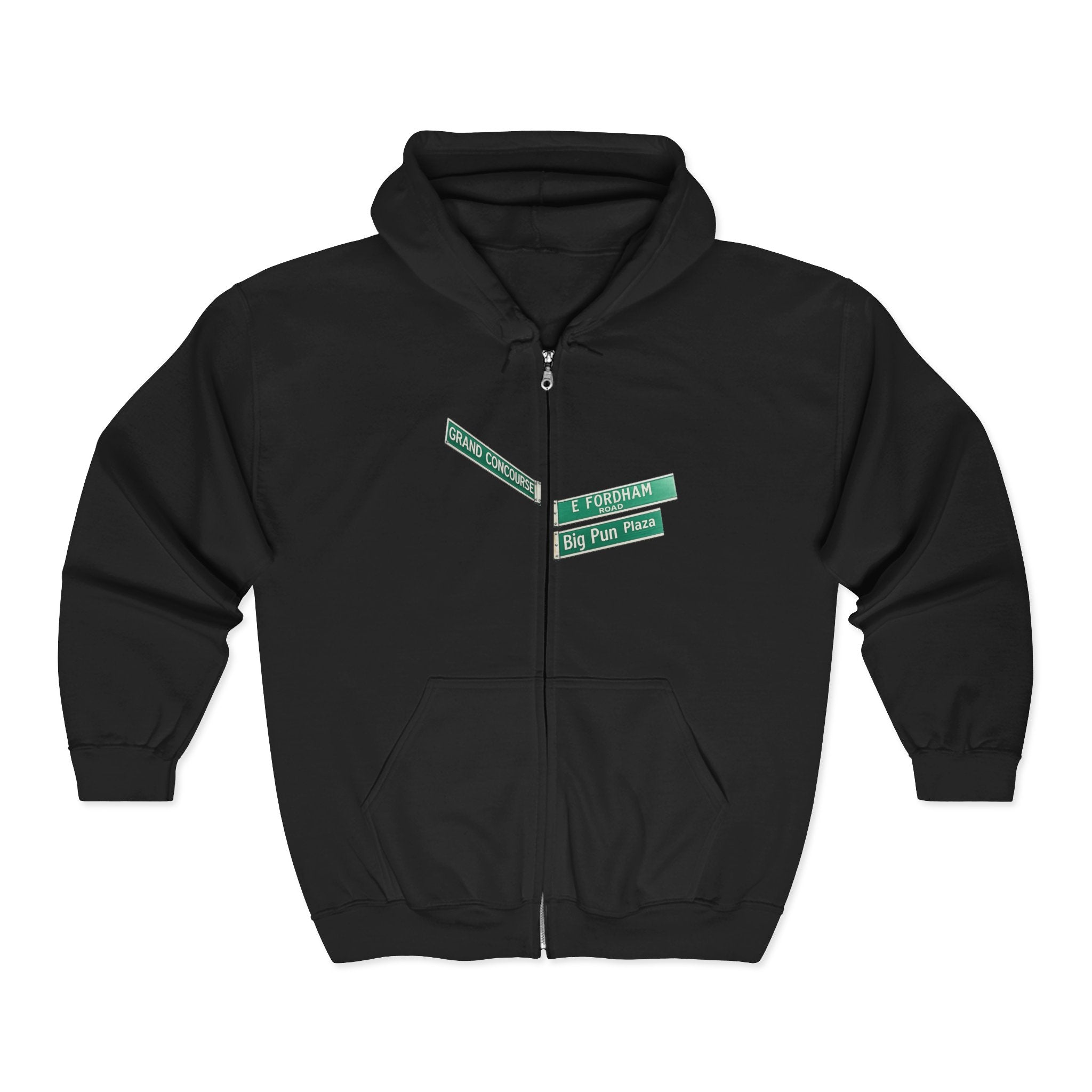 Bronx Street Sign Zip Up Hoodie   NYC Big Pun Grand Concourse Fordham Road Hooded Sweatshirt