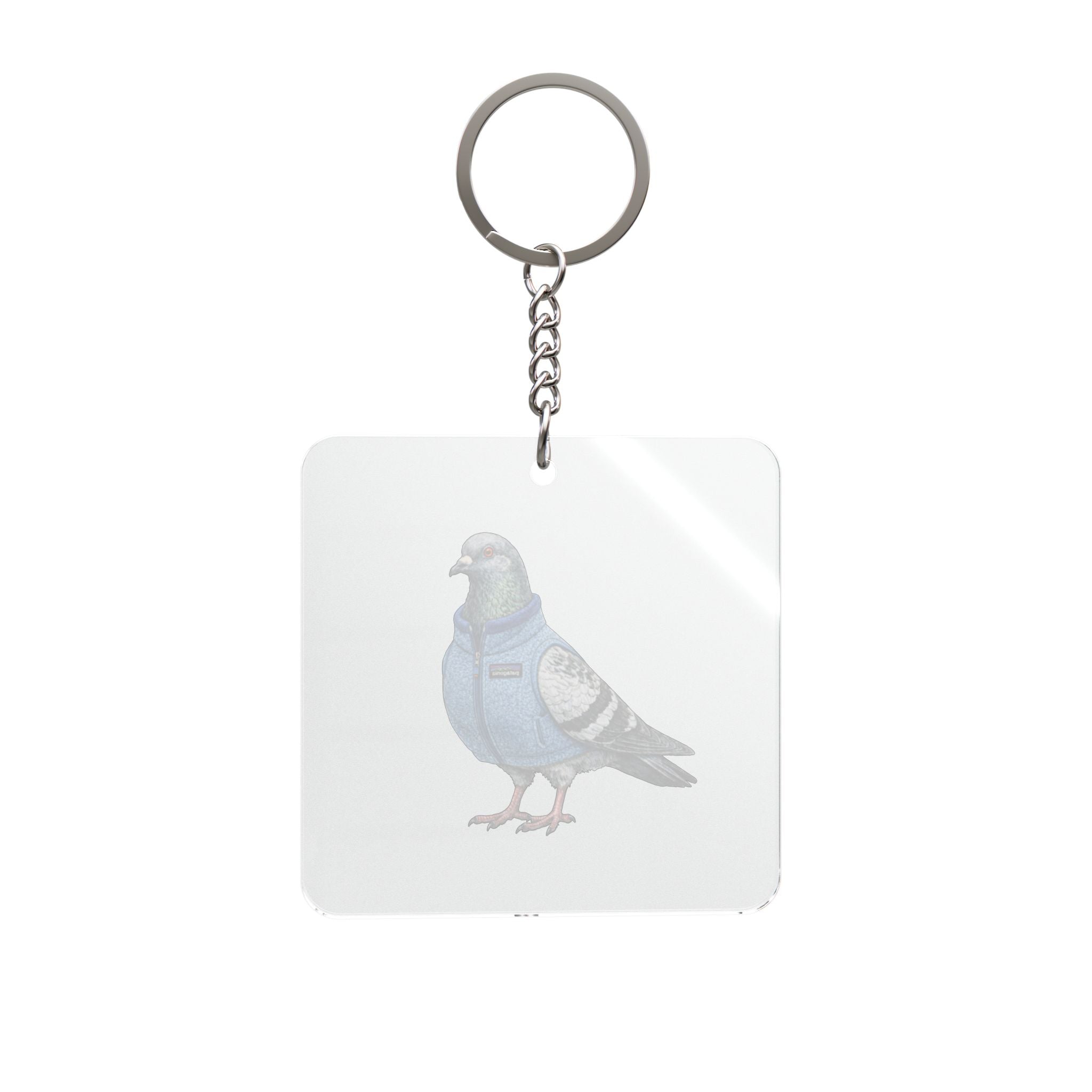 Customizable Financial District NYC Pigeon Square Keychain | FiDi Finance Bro Wall Street Bird Lovers Keyring Gift