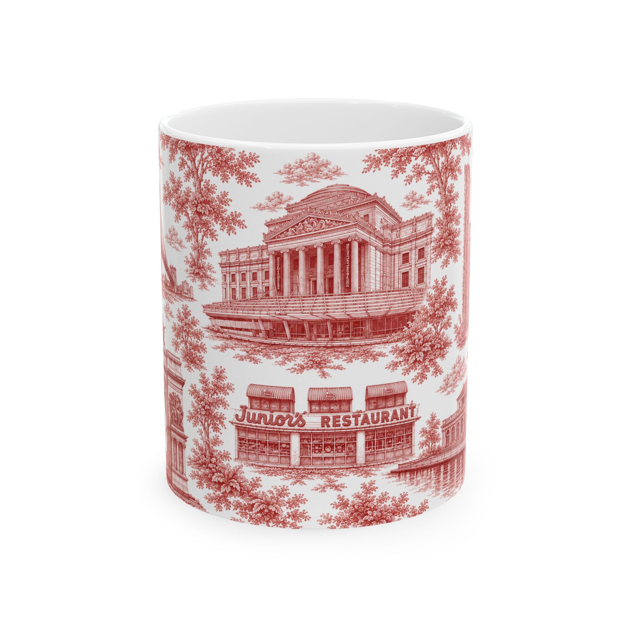 Brooklyn Red Toile de Jouy Mug | NYC Chinoiserie Ceramic Mug