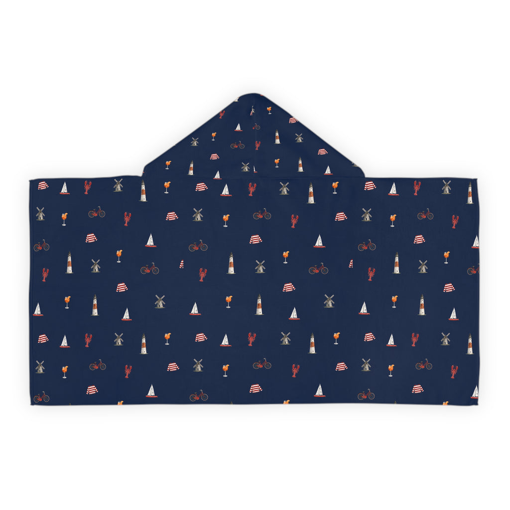 Icons of The Hamptons Navy Blue Hooded Kids Towel — Childrens Towel