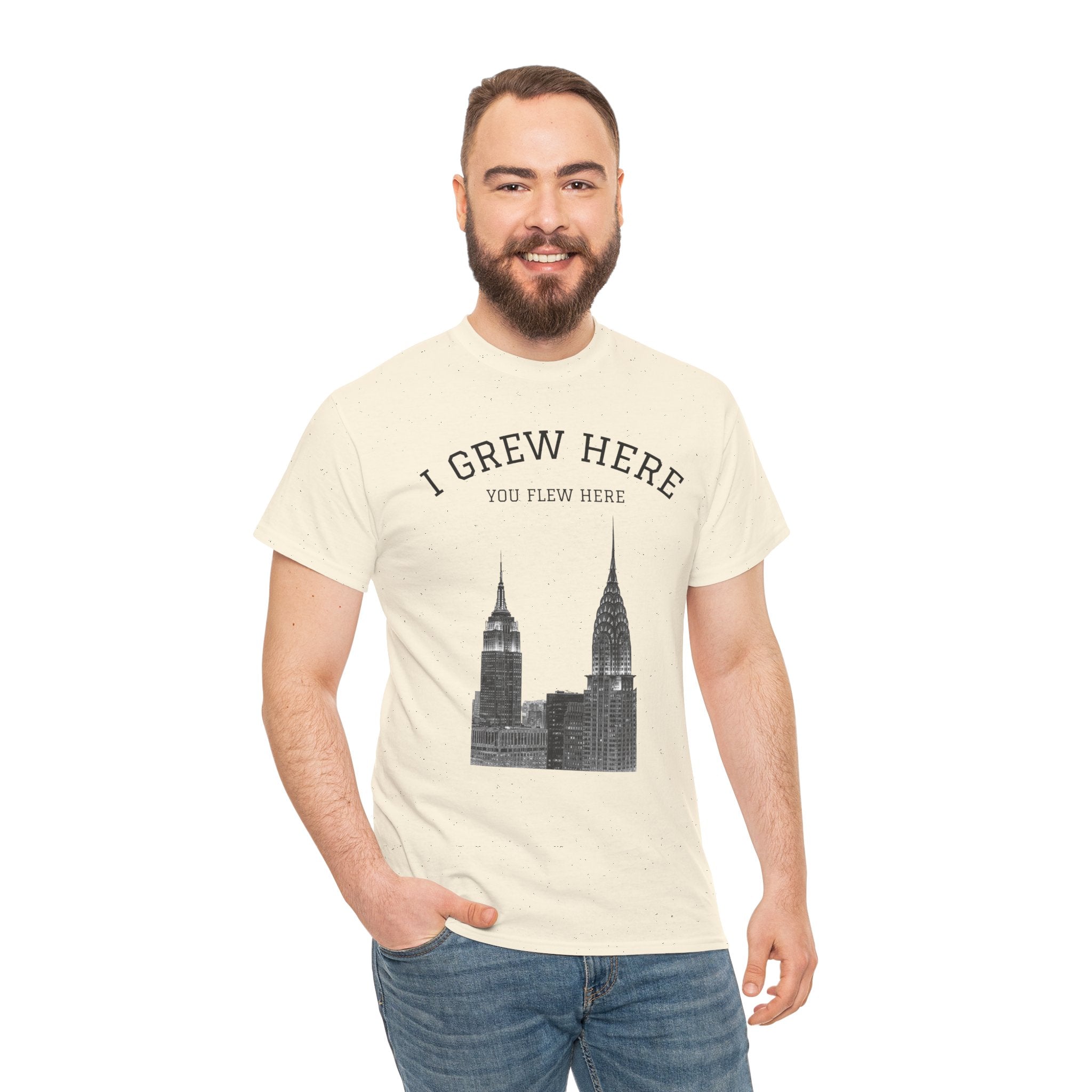 New York City Skyline Tee | I Grew Here You Flew Here Empire State & Chrysler Buildings Manhattan Tee