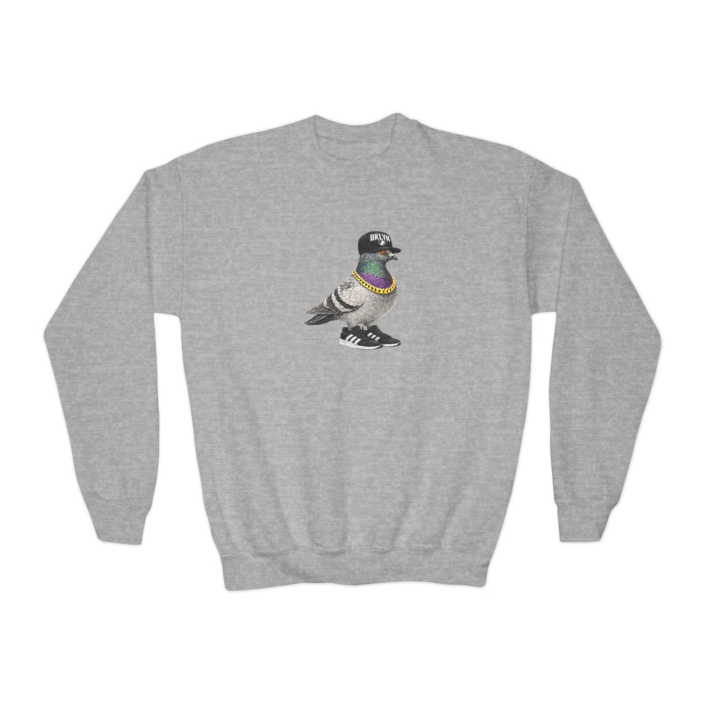 Customizable Brooklyn NYC Pigeon NYC Kids Crewneck Sweatshirt    New York Basketball Fan Bird Lover Childrens Sweater