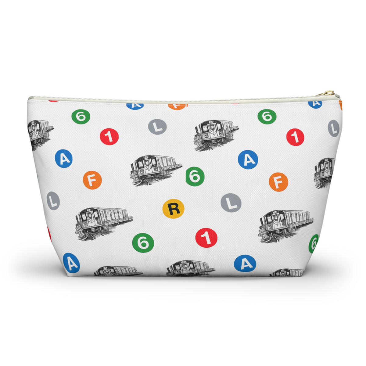 New York Subway Train Transit Icons Large Accessory Pouch — T-Bottom Makeup Bag